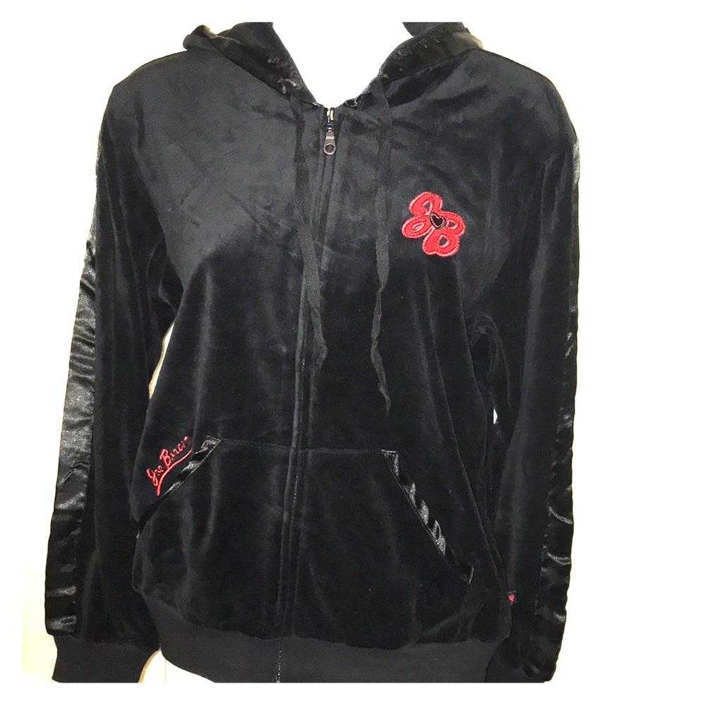 NWT Joe Boxer black velour track suit hoodie size L